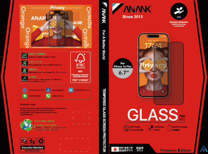 ANANK 2.5D 180° Privacy with 26° Angle Tempered Glass for Apple iPhone 16 Series (2024)