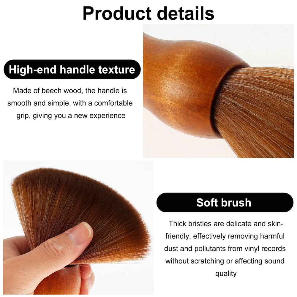 Komass Anti-static Wooden Handle Soft Squirrel Hair Record Cleaning Brush Stylus Dust Remover