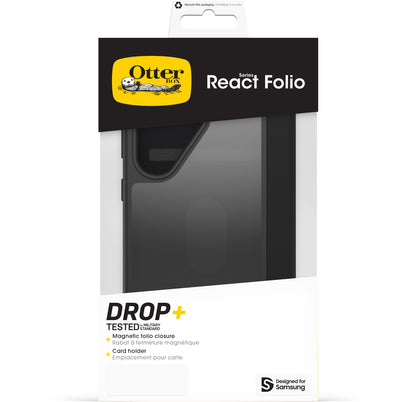 OtterBox React Folio for Samsung Galaxy S25 Series (2025) - Black Crystal (Clear/Black)