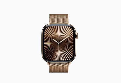 Apple Watch Series 10 GPS + Cellular 46mm Gold Titanium Case With Gold Stainless Steel Milanese Loop - M/L (MX003ZP/A)