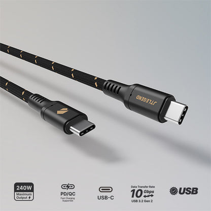 Power Support JTLEGEND 240W USB-C to USB-C 3.2 Gen 2 Charge & Sync Braided Cable 1.5 Meters - Black