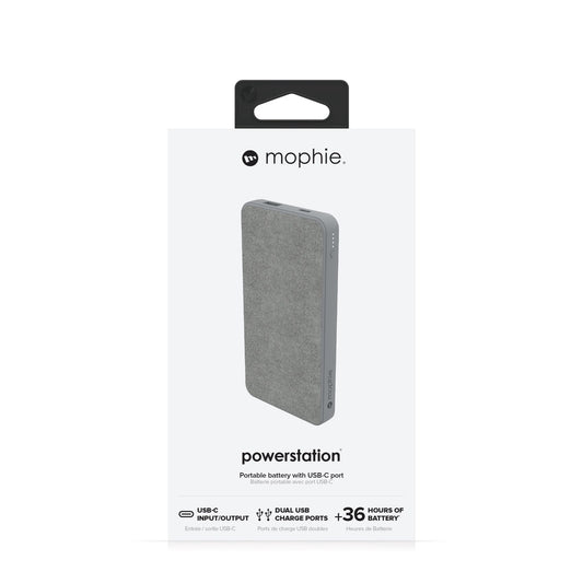 Mophie Powerstation Mini Portable Battery with USB-C & USB-A Port (5,000mAh), Gray