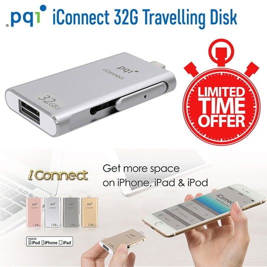 PQI iConnect Travelling Disk Lightning, 32GB (Silver)