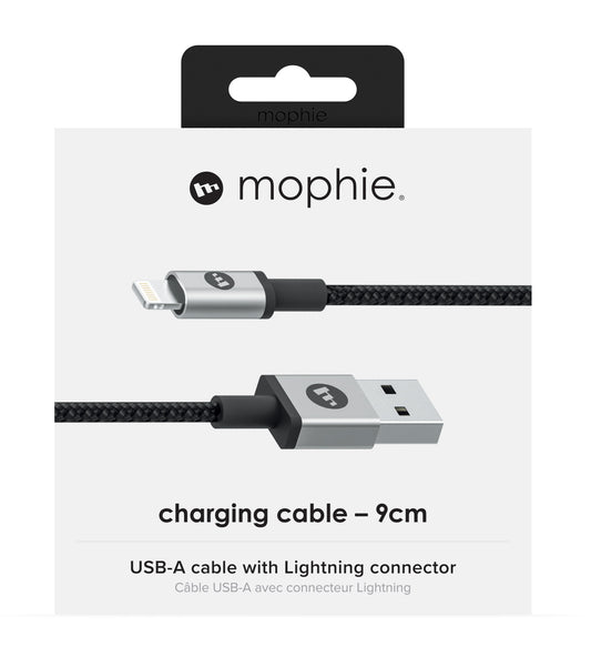 Mophie USB-A Cable with Lightning Connector (9 CM), Black