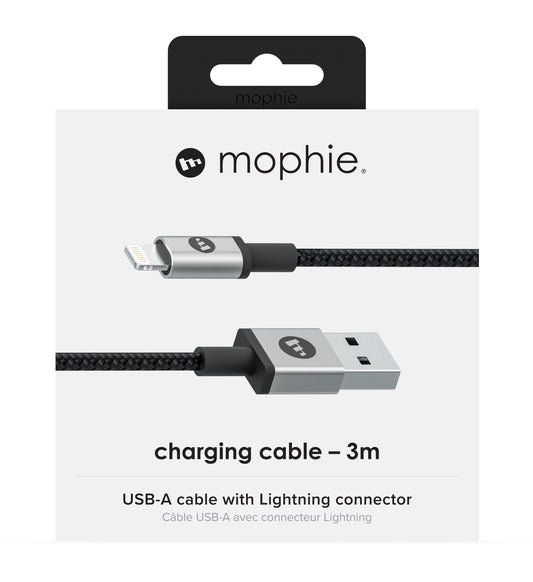 Mophie USB-A Cable with Lightning Connector (3 Meter), Black