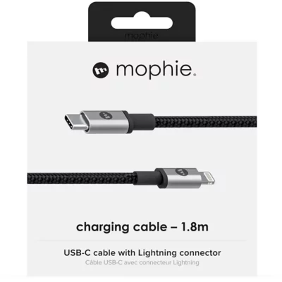 Mophie USB-C Charging Cable with Lightning Connector 1.8m, Black